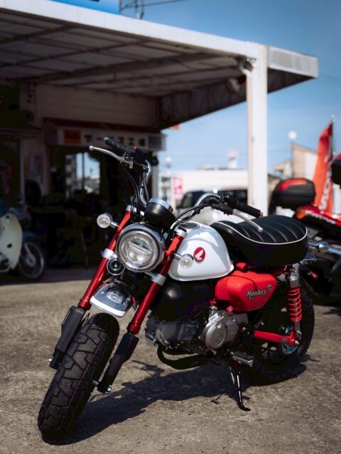 モンキー125（ホンダ）
カスタムベースとして好評の愛らしいデザインのバイクです。50cc時代のアイコン的なスタイルをそのままに、125ccならではの余裕のある走りが加わりました。セカンドバイクとしても人気のあるバイクです🤗

※ 写真のバイクは在庫切れの場合がございますので、購入を検討の方はお問い合わせ下さい。

#モンキー125 #オートパークSKY #宮崎